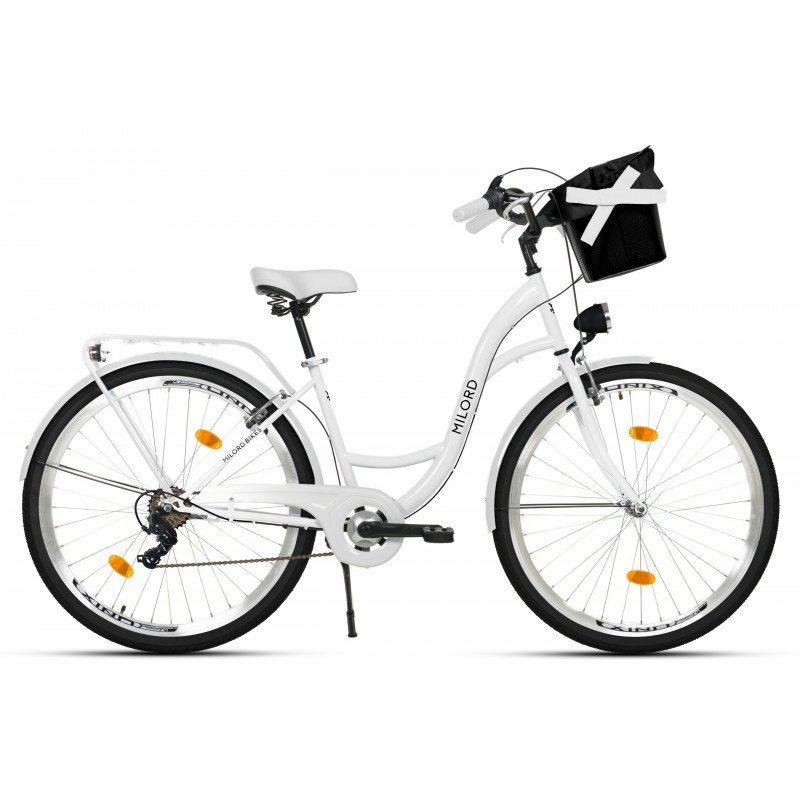 Milord Komfort Fahrrad Mit Korb Damenfahrrad, 26 Zoll, Weiss, 3 Gänge