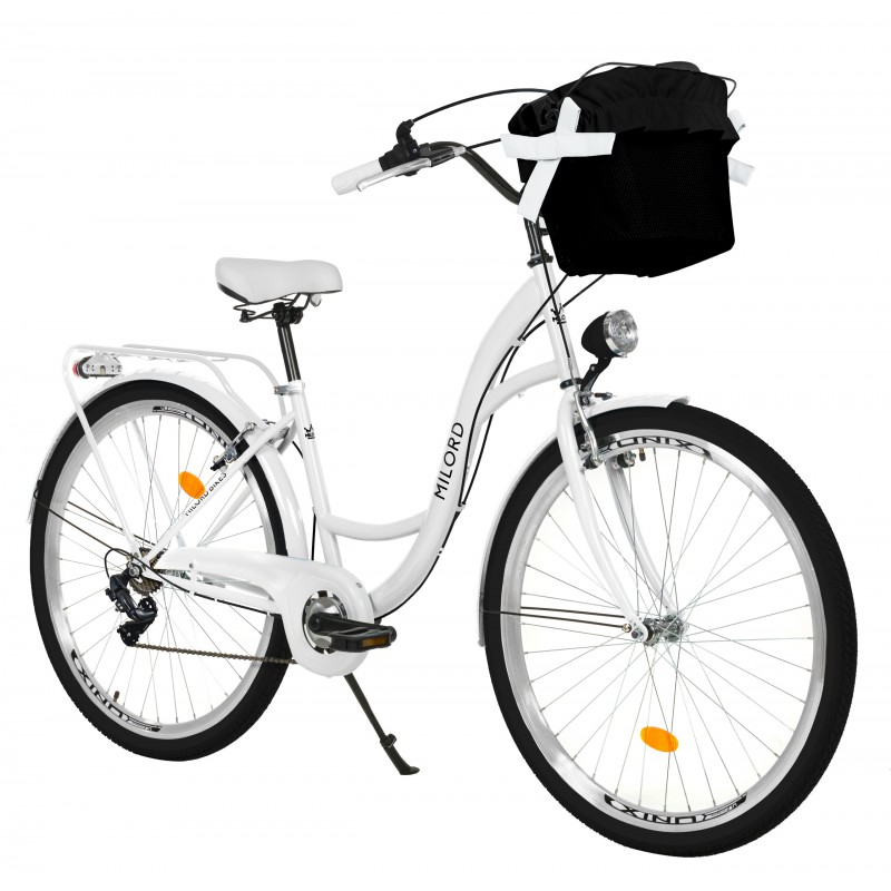 Milord Komfort Fahrrad Mit Korb Damenfahrrad, 26 Zoll, Weiss, 3 Gänge