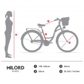 Milord Komfort Fahrrad Mit Korb Damenfahrrad, 26 Zoll, Schwarz-Braun, 7 Gänge
