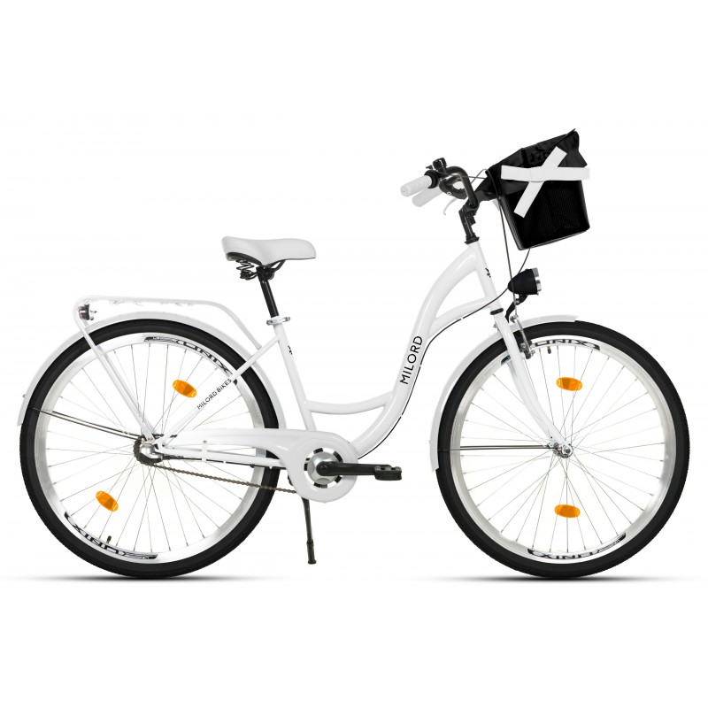 Milord Komfort Fahrrad Mit Korb Damenfahrrad, 26 Zoll, Weiss, 3 Gänge