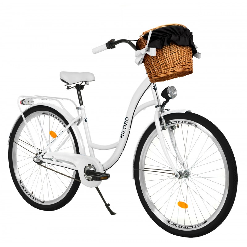 Milord Komfort Fahrrad Mit Korb Damenfahrrad, 26 Zoll, Weiss, 3 Gänge