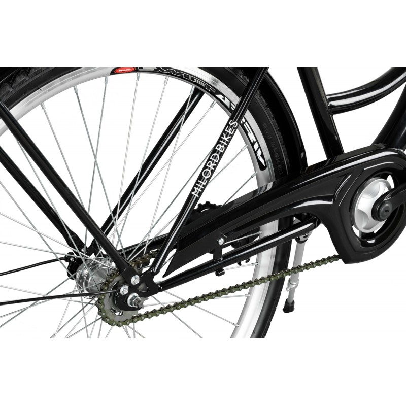 Milord Komfort Fahrrad Mit Weidenkorb Damenfahrrad, 26 Zoll, Schwarz, 1 Gang