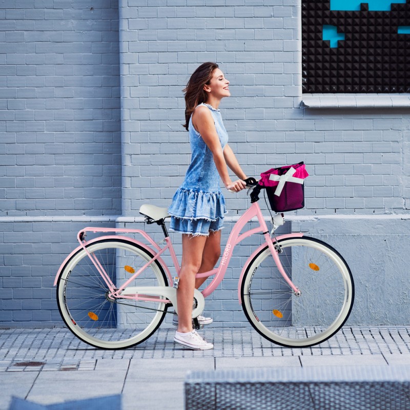 Milord Komfort Fahrrad Mit Korb Damenfahrrad, 26 Zoll, Pink, 1 Gang