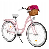 Milord Komfort Fahrrad Mit Weidenkorb Damenfahrrad, 26 Zoll, Pink, 1 Gang