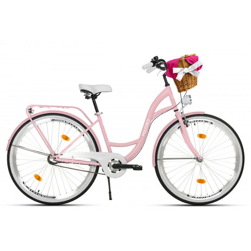Milord Komfort Fahrrad Mit Korb Damenfahrrad, 26 Zoll, Pink, 3 Gänge