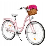 Milord Komfort Fahrrad Mit Weidenkorb Damenfahrrad, 26 Zoll, Pink, 3 Gänge