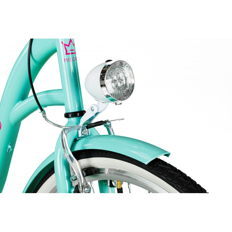 Milord Komfort Fahrrad Mit Weidenkorb Damenfahrrad, 26 Zoll, Wasserblau, 1 Gang