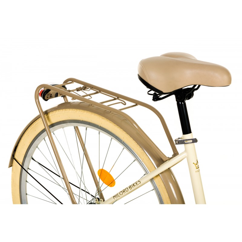 Milord Komfort Fahrrad Mit Weidenkorb Damenfahrrad, 28 Zoll, Creme-Braun, 1 Gang