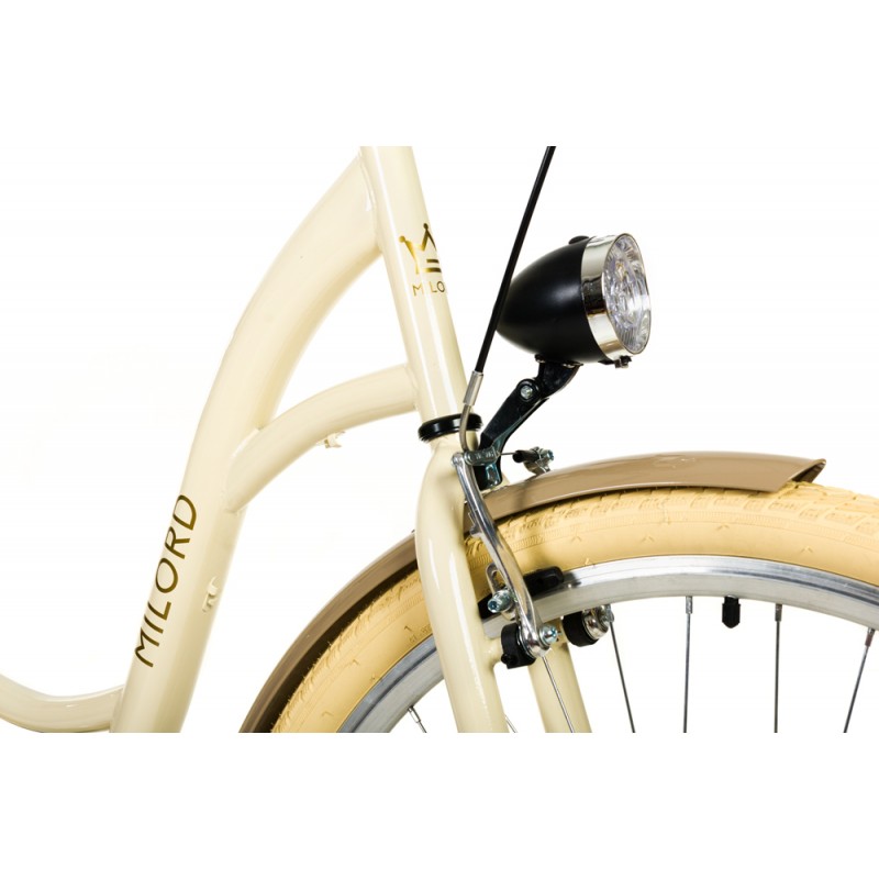 Milord Komfort Fahrrad Damenfahrrad, 26 Zoll, Creme-Braun, 1 Gang
