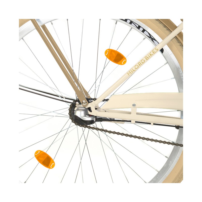 Milord Komfort Fahrrad Mit Korb Damenfahrrad, 26 Zoll, Creme-Braun, 3 Gänge