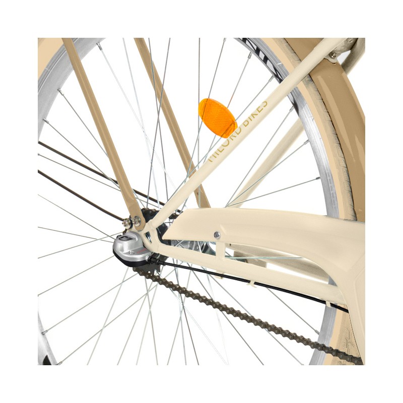 Milord Komfort Fahrrad Mit Korb Damenfahrrad, 26 Zoll, Creme-Braun, 3 Gänge