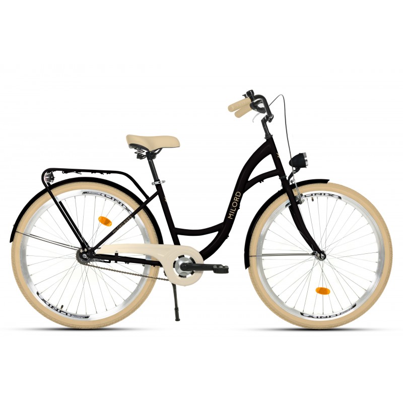 Milord Komfort Fahrrad Damenfahrrad, 28 Zoll, Schwarz-Creme, 1 Gang