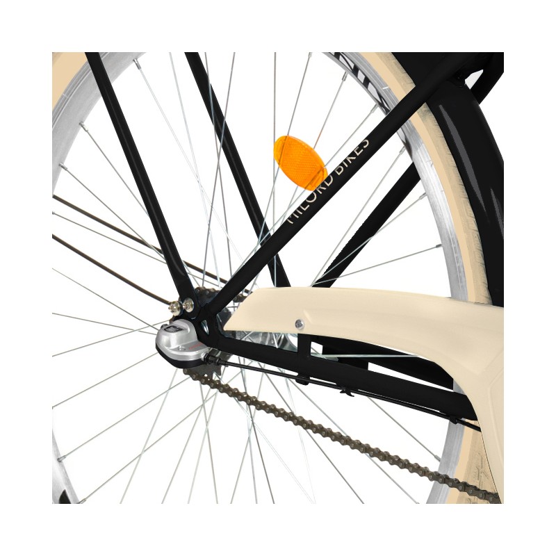 Milord Komfort Fahrrad Mit Korb Damenfahrrad, 28 Zoll, Schwarz-Creme, 3 Gänge