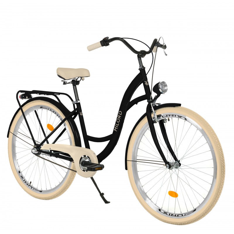 Milord Komfort Fahrrad Damenfahrrad, 28 Zoll, Schwarz-Creme, 3 Gänge