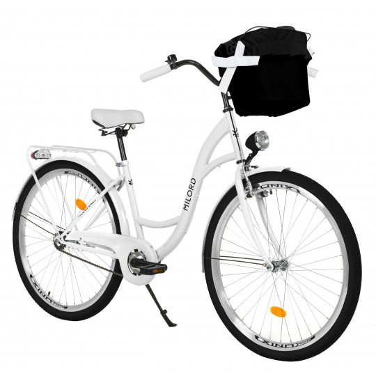 Milord Komfort Fahrrad Mit Korb Damenfahrrad, 26 Zoll, Weiss, 1 Gang