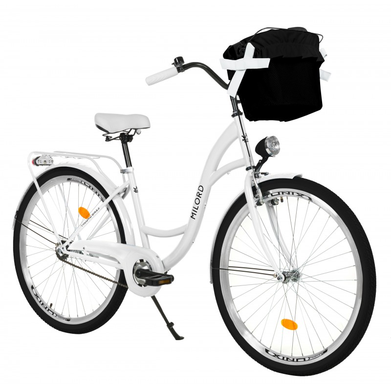 Milord Komfort Fahrrad Mit Korb Damenfahrrad, 28 Zoll, Weiss, 1 Gang