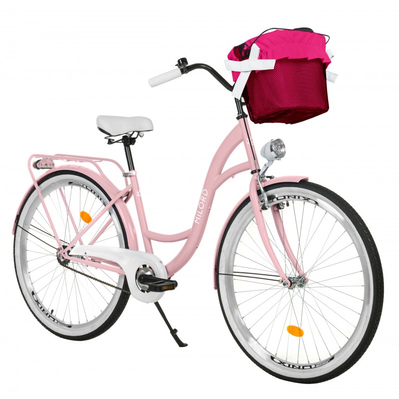 Milord Komfort Fahrrad Mit Korb Damenfahrrad, 28 Zoll, Pink, 1 Gang