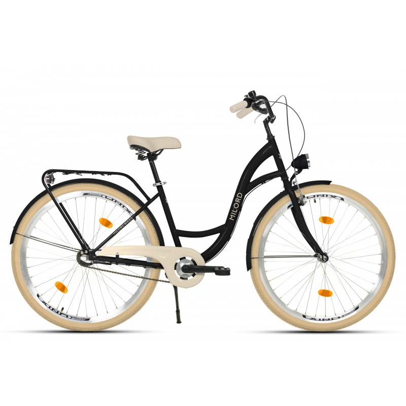 Milord Komfort Fahrrad Damenfahrrad, 28 Zoll, Schwarz-Creme, 3 Gänge