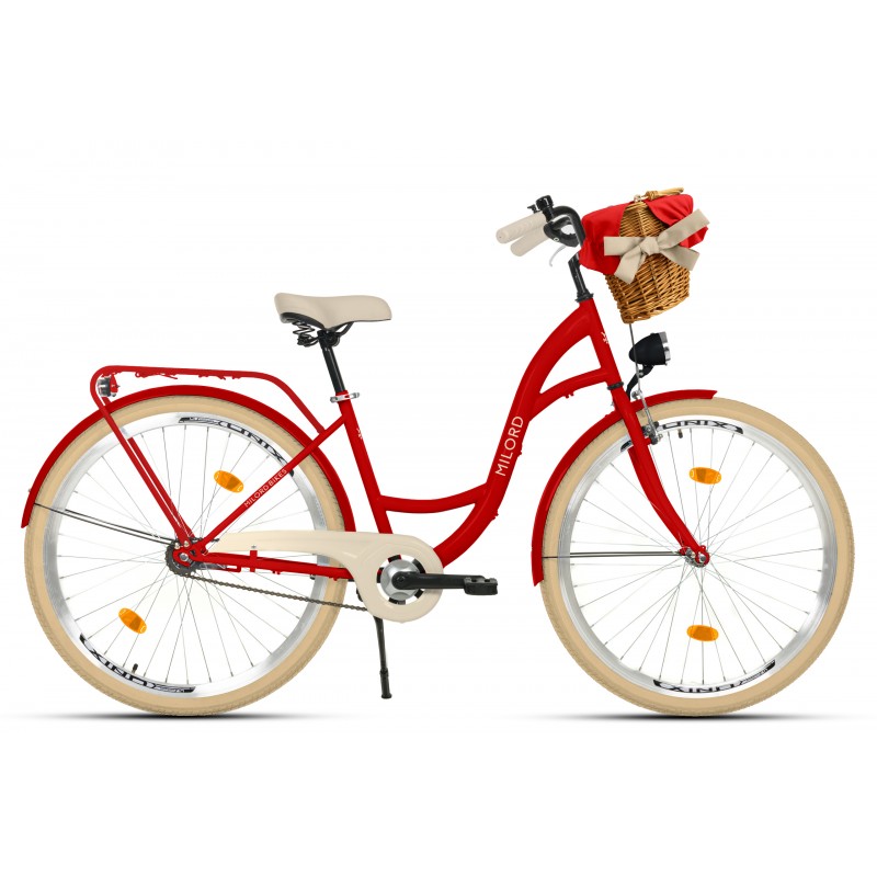 Milord Komfort Fahrrad Mit Korb Damenfahrrad, 28 Zoll, Rot, 1 Gang