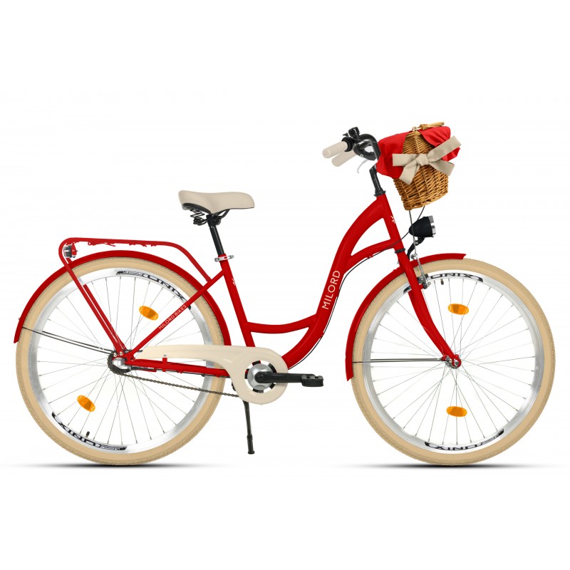 Milord Komfort Fahrrad Mit Korb Damenfahrrad, 28 Zoll, Rot, 1 Gang