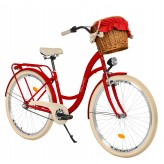Milord Komfort Fahrrad Mit Weidenkorb Damenfahrrad, 28 Zoll, Rot, 3 Gange