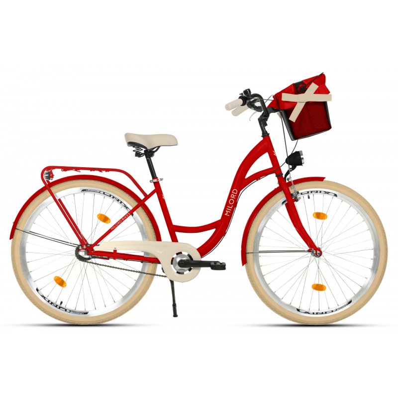 Milord Komfort Fahrrad Mit Korb Damenfahrrad, 28 Zoll, Rot, 1 Gang