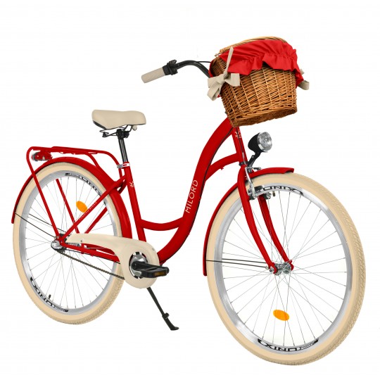 Milord Komfort Fahrrad Mit Korb Damenfahrrad, 28 Zoll, Rot, 1 Gang