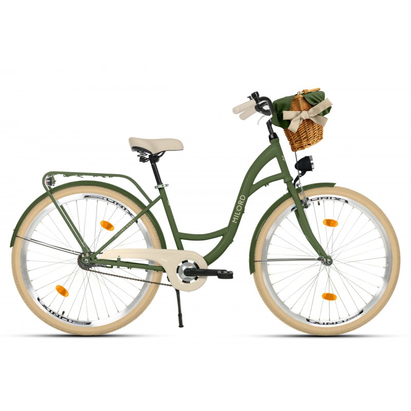 Milord Komfort Fahrrad Damenfahrrad, 28 Zoll, Khaki, 1 Gäng, Creme