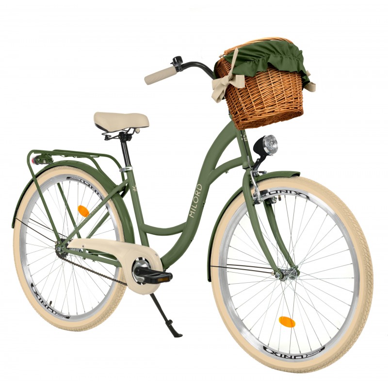 Milord Komfort Fahrrad Damenfahrrad, 28 Zoll, Khaki, 1 Gäng, Creme