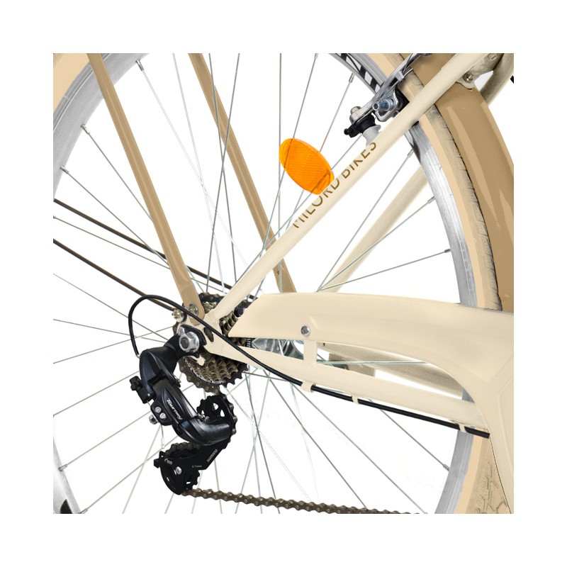 Milord Komfort Fahrrad Mit Korb Damenfahrrad, 28 Zoll, Creme-Braun, 7 Gänge