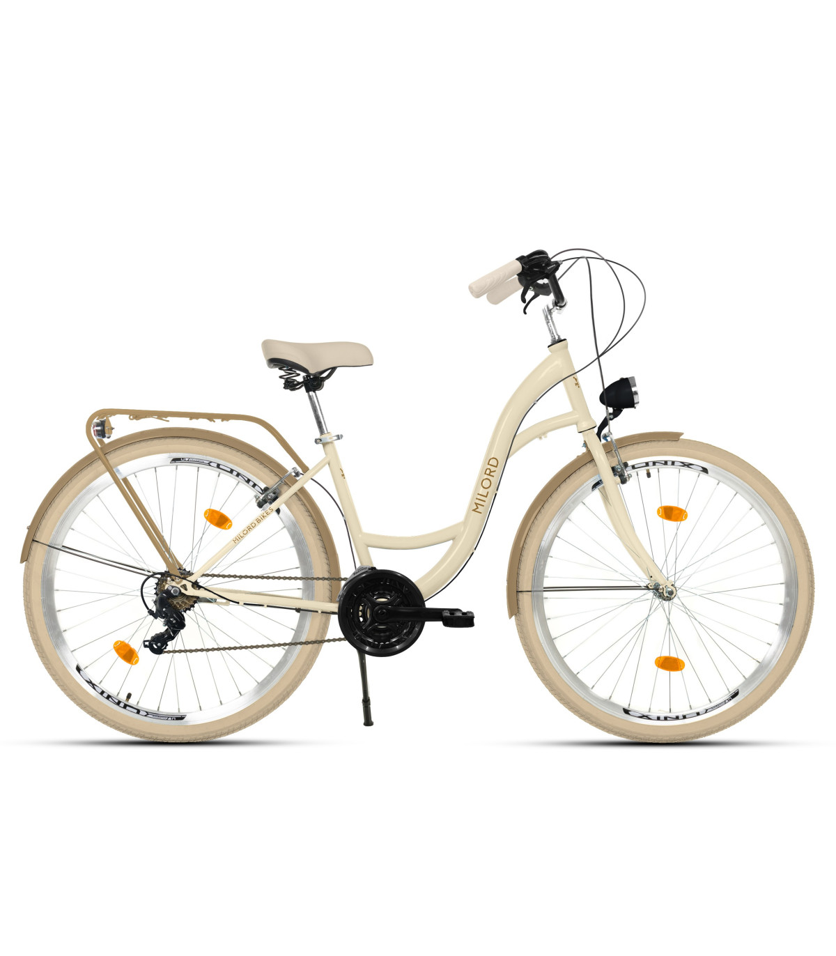 Milord Komfort Fahrrad Damenfahrrad, 28 Zoll, Creme-Braun, 21 Gänge
