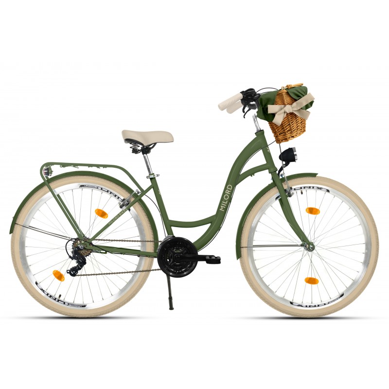 Milord Komfort Fahrrad Damenfahrrad, 28 Zoll, Khaki, 21 Gänge, Creme