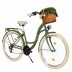 Milord Komfort Fahrrad Mit Weidenkorb Damenfahrrad, 28 Zoll, Khaki-Creme, 21 Gänge