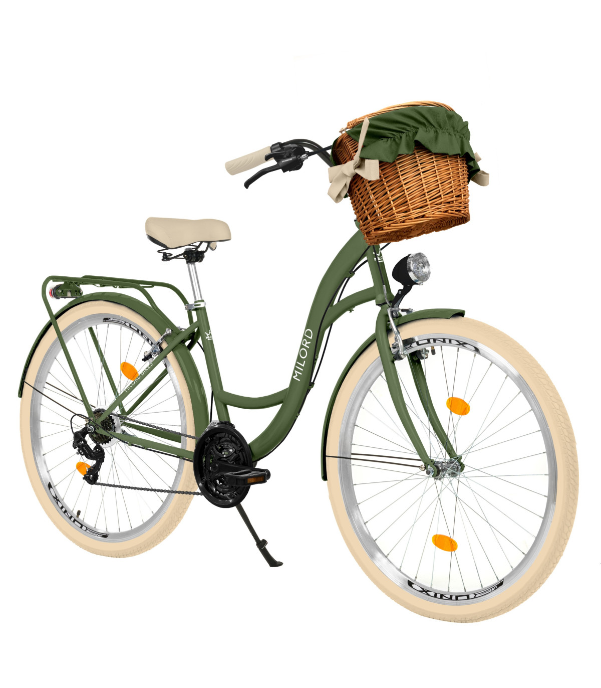 Milord Komfort Fahrrad Damenfahrrad, 28 Zoll, Khaki, 21 Gänge, Creme
