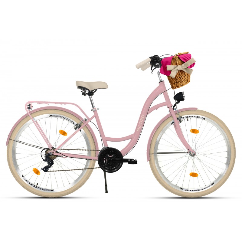 Milord Komfort Fahrrad Damenfahrrad, 28 Zoll, Rosa, 21 Gänge, Creme