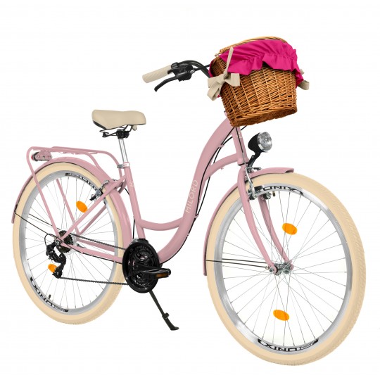 Milord Komfort Fahrrad Damenfahrrad, 28 Zoll, Rosa, 21 Gänge, Creme