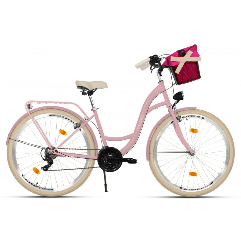 Milord Komfort Fahrrad Damenfahrrad, 28 Zoll, Rosa, 21 Gänge, Creme