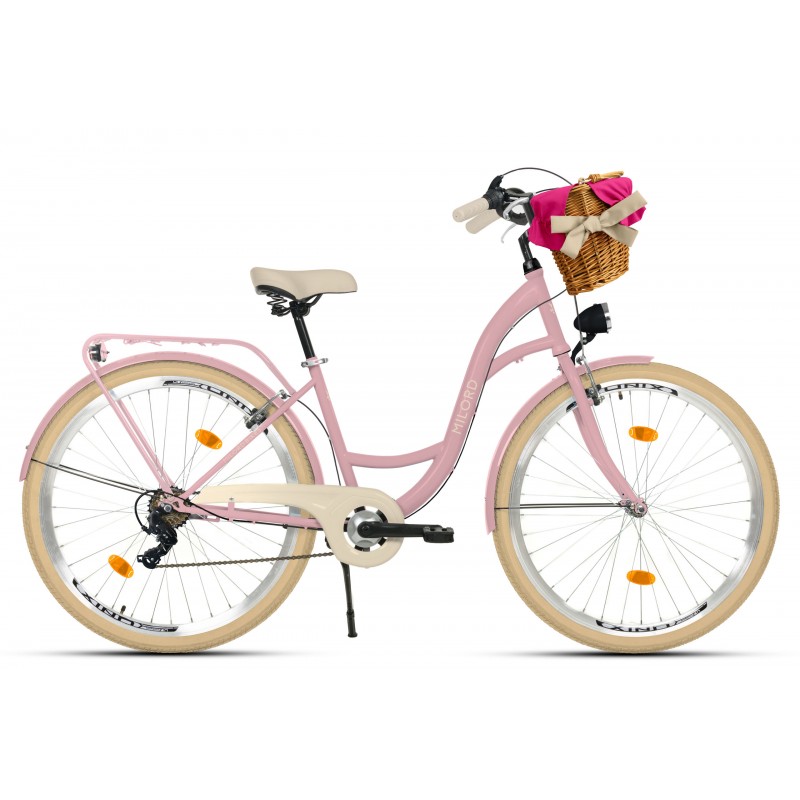 Milord Komfort Fahrrad Damenfahrrad, 28 Zoll, Rosa, 7 Gänge, Creme