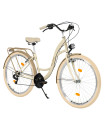 Milord Komfort Fahrrad Damenfahrrad, 26 Zoll, Creme-Braun, 21-Gänge