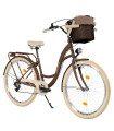 Milord Komfort Fahrrad Mit Korb Damenfahrrad, 26 Zoll, Braun, 7 Gänge