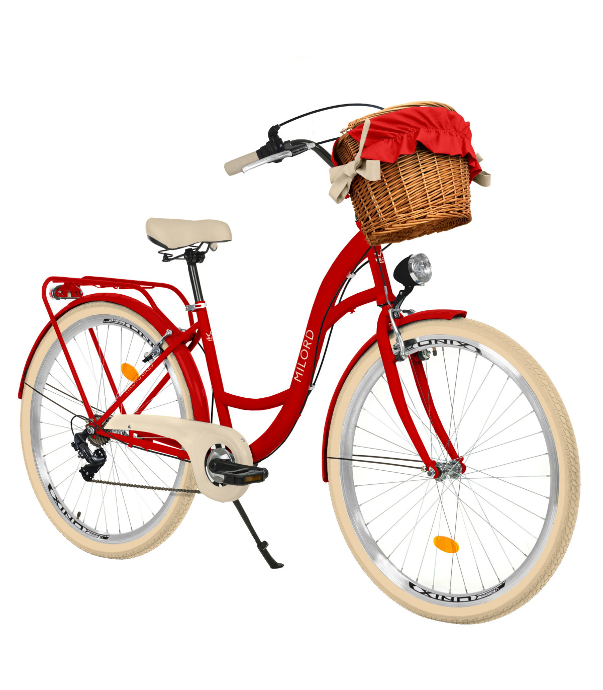 Milord Komfort Fahrrad Damenfahrrad, 28 Zoll, Rot, 7 Gänge, Creme