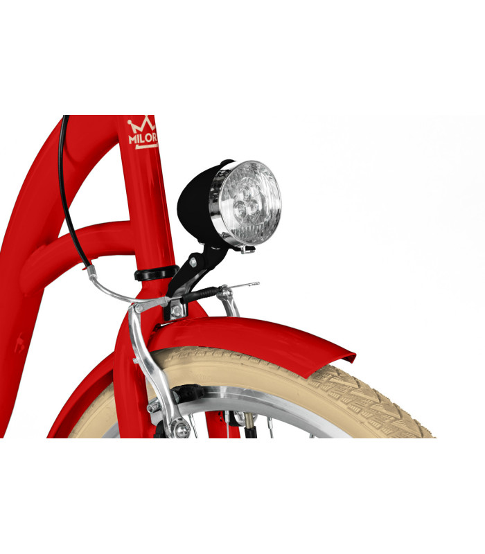 Milord City Fahrrad Korb Damenfahrrad 26 Zoll Rot 7 Gänge Creme