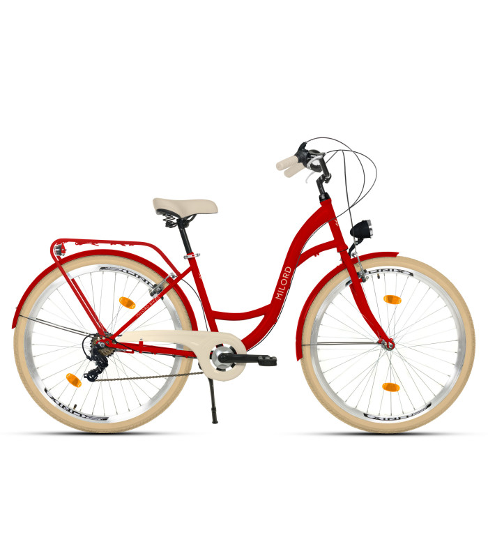 Milord City Fahrrad Damenfahrrad 26 Zoll Rot 7 Gänge Creme