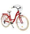 Milord Komfort Fahrrad Damenfahrrad, 26 Zoll, Rot, 7 Gänge, Creme Reifen