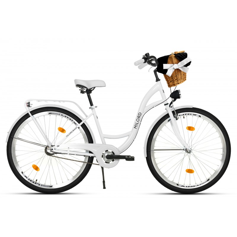 Milord Komfort Fahrrad Mit Korb Damenfahrrad, 28 Zoll, Weiss, 3 Gänge