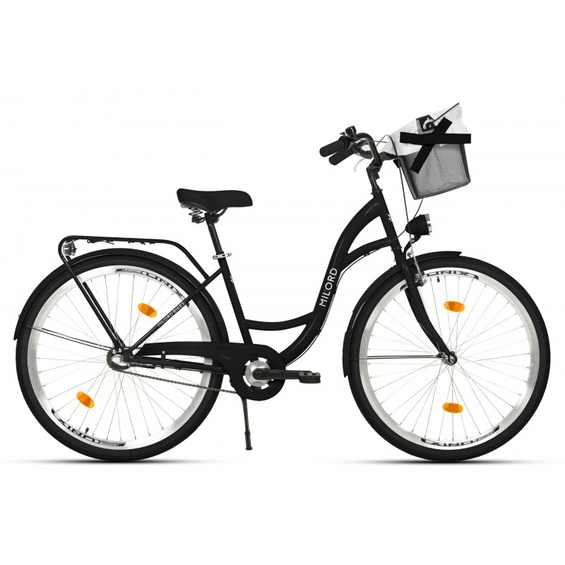 Milord Komfort Fahrrad Mit Korb Damenfahrrad, 28 Zoll, Schwarz, 3 Gänge