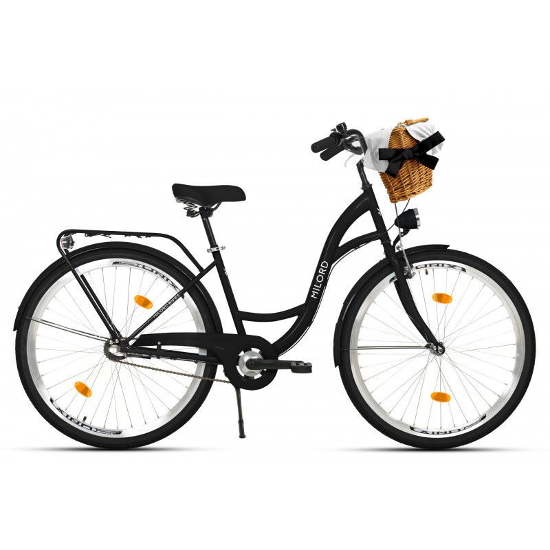 Milord Komfort Fahrrad Mit Korb Damenfahrrad, 28 Zoll, Schwarz, 3 Gänge