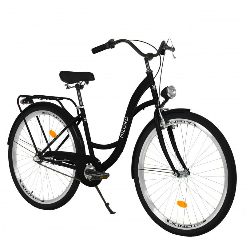 Milord Komfort Fahrrad Mit Korb Damenfahrrad, 28 Zoll, Schwarz, 3 Gänge