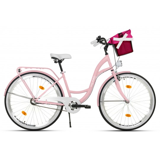 Milord Komfort Fahrrad Mit Korb Damenfahrrad, 28 Zoll, Pink, 3 Gänge