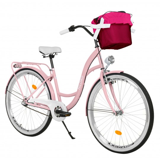 Milord Komfort Fahrrad Mit Korb Damenfahrrad, 28 Zoll, Pink, 3 Gänge